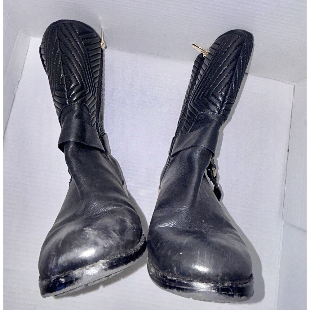 Moto Boots Women's Size 8.5 Black Quilted Leather Side Zip Vince Camuto - Picture 10 of 15